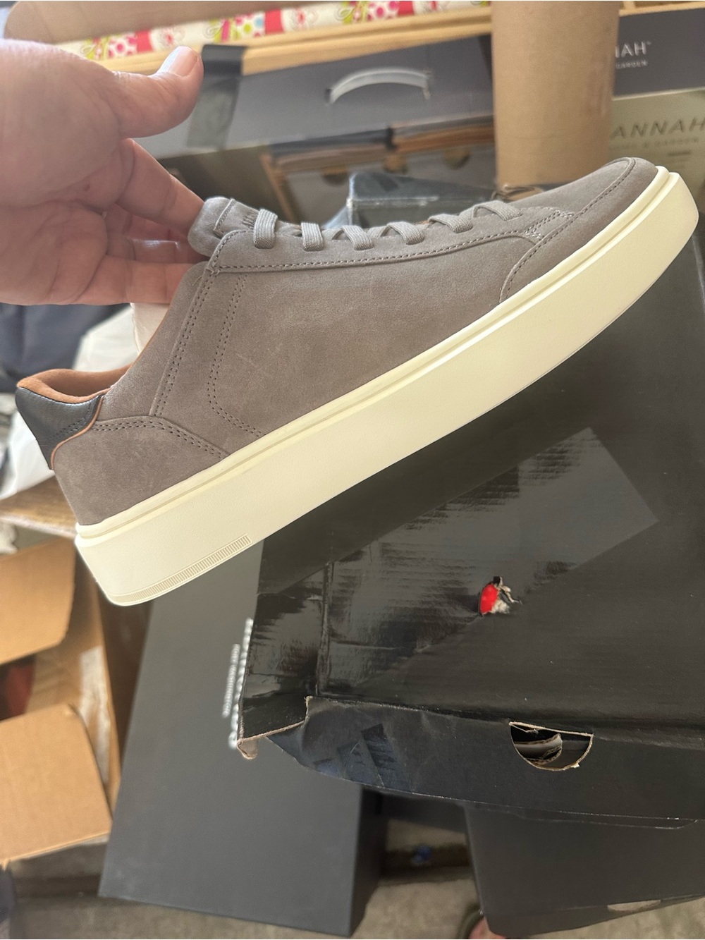Allen Edmonds Taupe Suede Low-Top Sneakers with Cream Sole